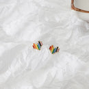 Girl Mini Fashion Jewelry Heart Pattern Rainbow Earrings Enamel Colorful Stud