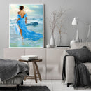 DIY Printed Seaside Girl Cross Stitch Full Embroidery Canvas Home Wall Decor