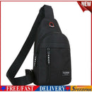 Canvas Shoulder Chest Handbags Men Casual Crossbody Messenger Bag (Black)