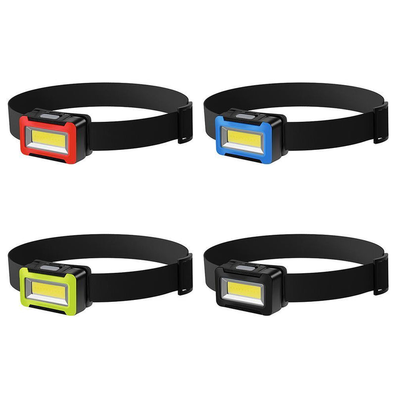 COB LED Head Lamp 3 Modes Waterproof Headlight Flashlight for Camping (Yellow)