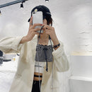 Fashion Diamonds Bucket Chain Shoulder Bags Women Rhinestones Drawstring Totes
