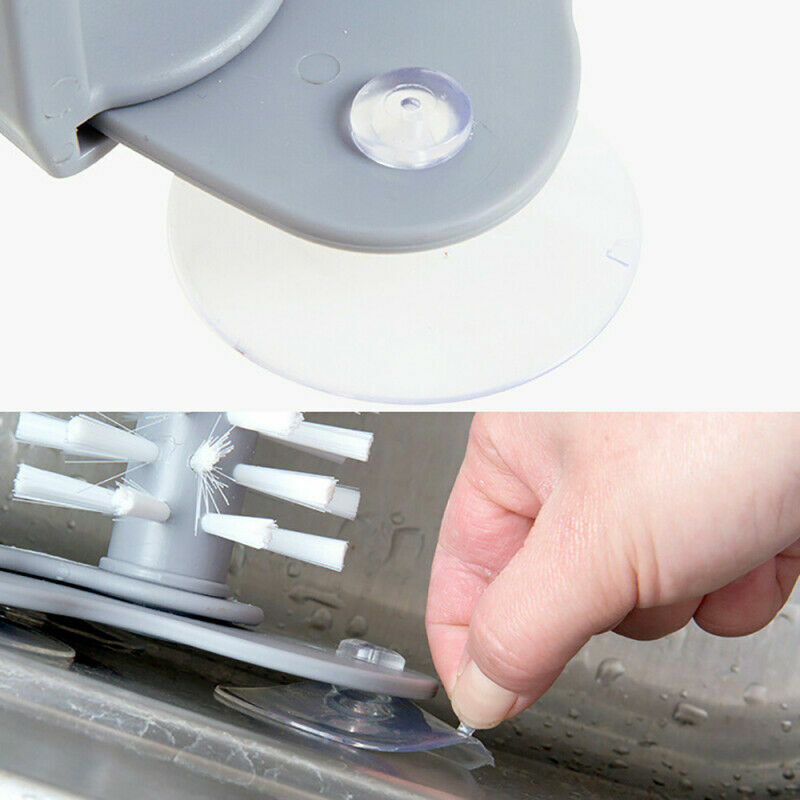 Rotating Brush Bottle Glass Scrubber Sink Suction Cup Tool Base Kitchen Cl hot.
