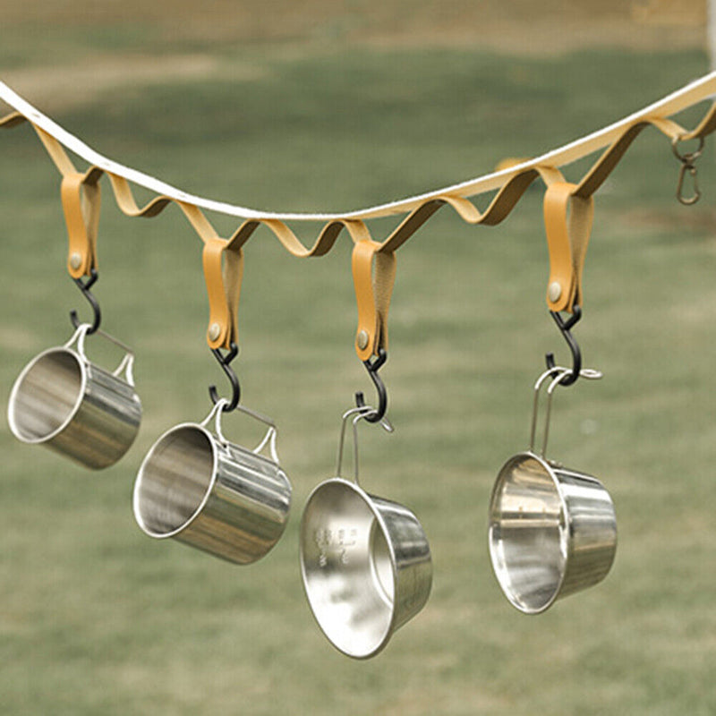 Portable Outdoor Camping Leather Hooks Strap Keychain Durable Hanger Shelf Ho