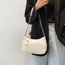 Fashion Women PU Pure Color Shoulder Underarm Hobos Bag Handbag (White)