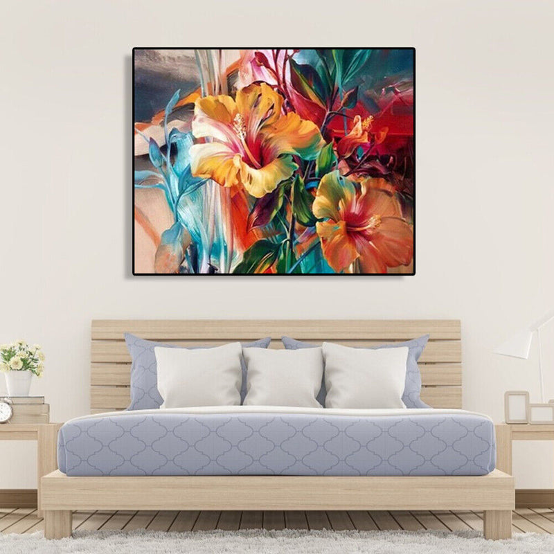 Painting By Numbers Kit DIY Colorful Flowers Canvas Oil Art Picture Craft