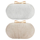 Wedding Rhinestones Beaded Egg Shape Shoulder Chain Purse Evening Bag Clutch