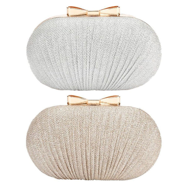 Wedding Rhinestones Beaded Egg Shape Shoulder Chain Purse Evening Bag Clutch