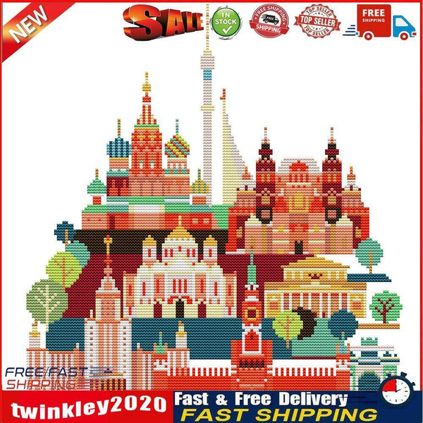 Partial Embroidery Scene Counted Cross Stitch 14CT Cotton Kit (FA129) Newly