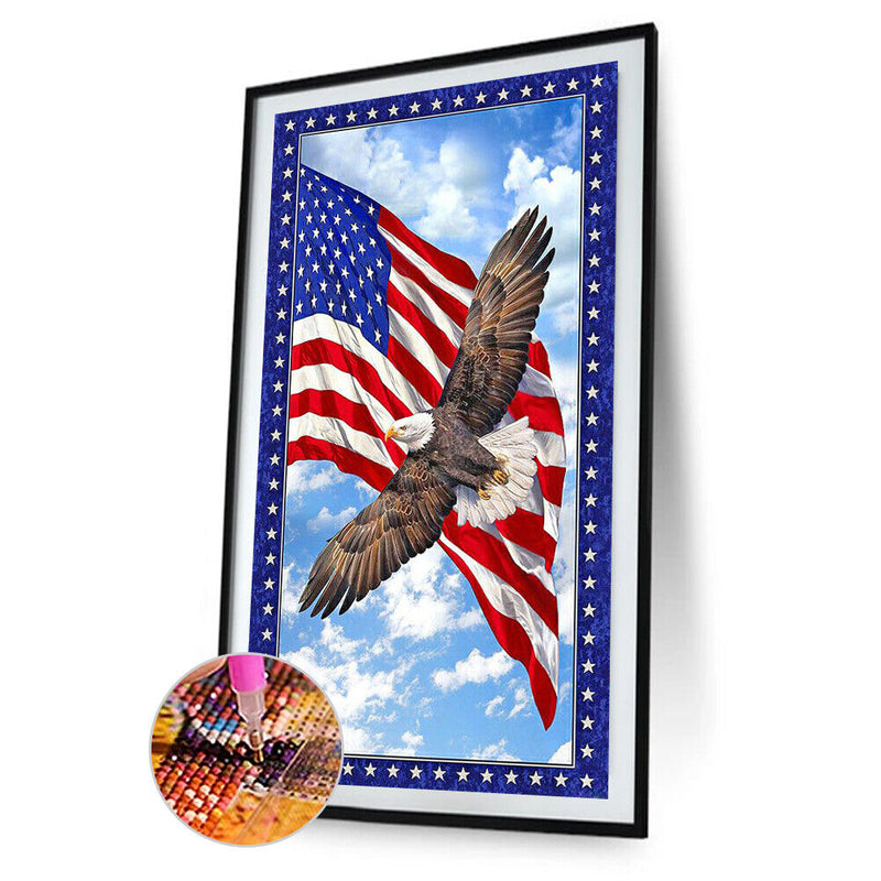 5D DIY Diamond Painting American Flag Eagle Full Drill Rhinestone Mosaic Art Kit