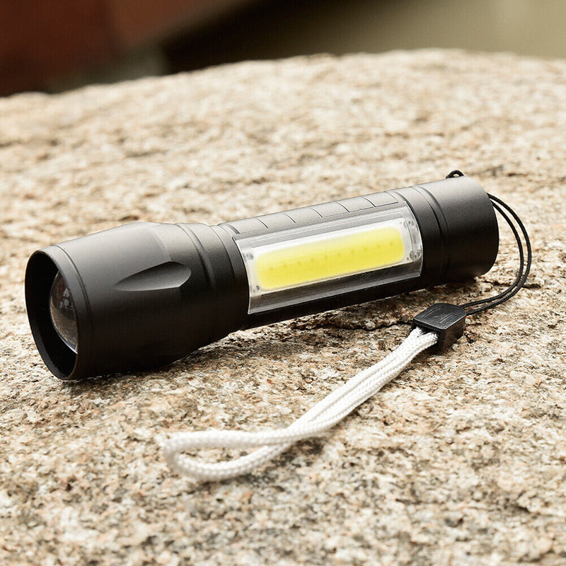 XPE+COB LED Flashlight Rechargeable 3 Gears Adjustable Lamp for Camping Out