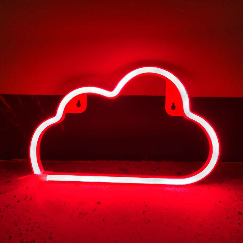 Cartoon Cloud Sign Neon Light USB Battery Operated Art Hanging Lamp (Red) Newly
