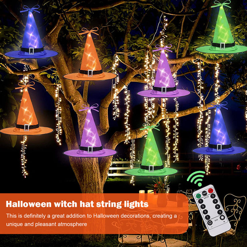 Halloween Witch Hat String Light Hanging Lighted LED Luminous Hats for Outdoor