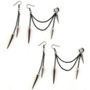 Party Gothic Long Tassel Ear Hook Drop Ear Clip Ear Stud Rivet Punk Earrings
