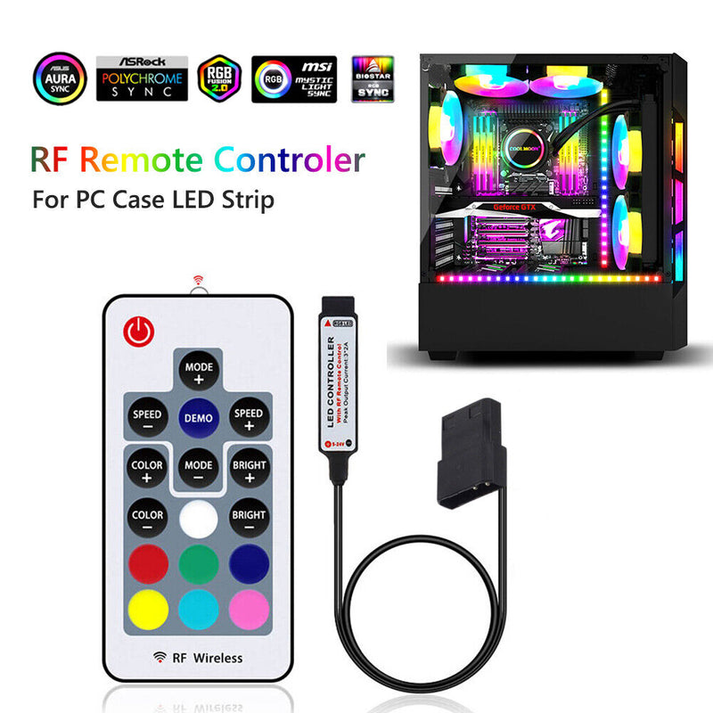 4Pin Wireless RF 17 Keys RGB LED Strip Light Controller for Computer Motherboard