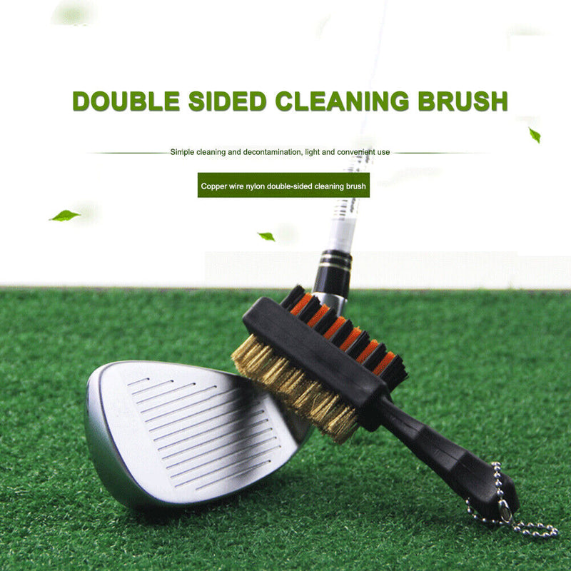 Dual Sided Portable Golf Club Hanging Cleaner Brush Golf Putter Clean Tool
