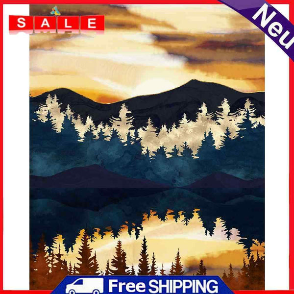 Frameless Oil Paint By Numbers DIY Forest Mountain Picture Craft Kit for Home