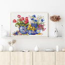 Partial Embroidery Flower Pattern Stamped Canvas 11CT DIY Cross Stitch Kits