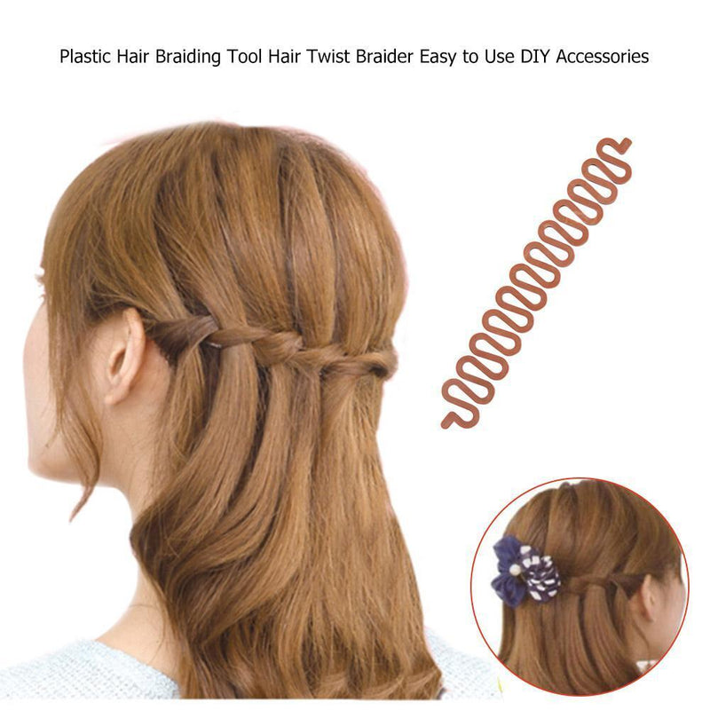 Plastic Hair Braiding Tool Hair Twist Braider Magic DIY Accessories (Brown)