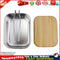 Steel Lunch Box Bamboo Wood Cover Portable Picnic Barbecue Bento Container Newly