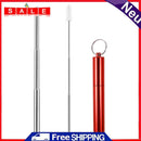 3pcs/Set Portable Stainless Steel Telescopic Reusable Drinking Straw with Brush