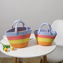 Rainbow Straw Women Handbag Purse Totes Woven Cotton Straw Summer Top-Handle Bag