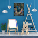 Hand Painted Blue Girl Acrylic Drawing Coloring Picture DIY Oil Paint by Numb