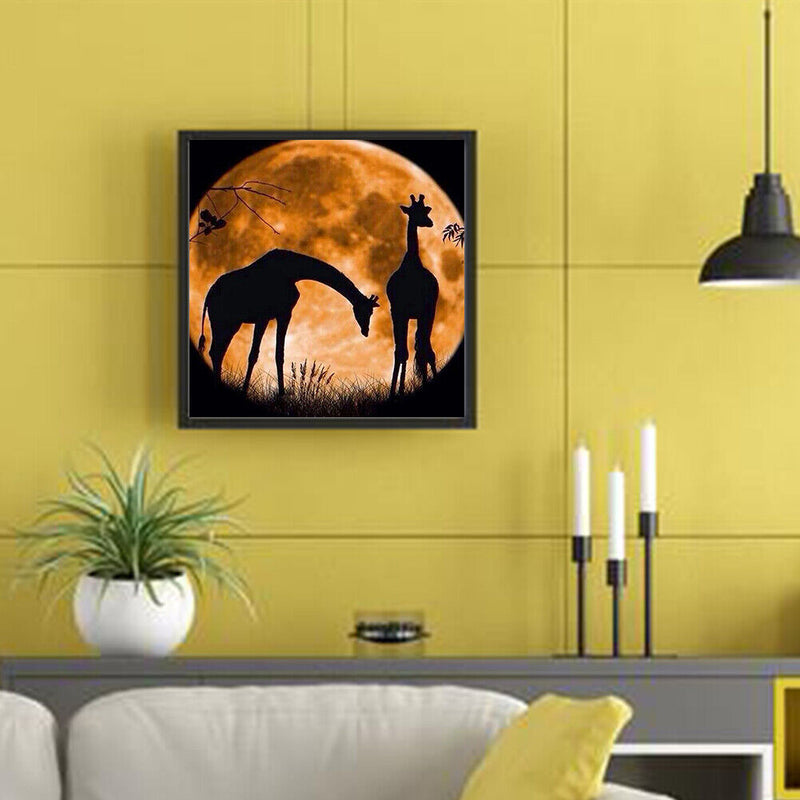 Full Round Drill Diamond Painting DIY Silhouette Giraffe Embroidery Mosaic Craft