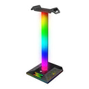 RGB Headphone Stand Dual USB Port Touch Control Desk Gaming Headset Holder Newly