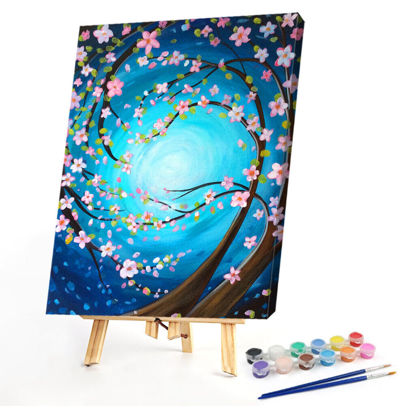 Peach Flower Oil Paint By Numbers Hand Painted Frameless Painting Home Ornament