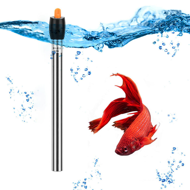 Aquarium Heating Rod Stainless Steel Submersible Thermostat Fish Tank Water Heat