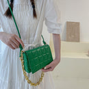 Women Geometric PU Messenger Bag Fashion Solid Color Chain Rectangle Handbags