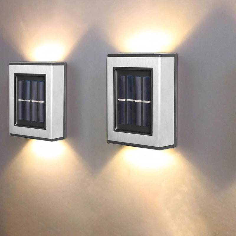 8pcs LED Solar Lights Wall-Mounted Waterproof Garden Lamps (Warm Light)