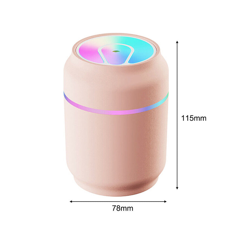 Portable Car Air Humidifier Dazzling LED Light Mist Aroma Diffuser (Pink)