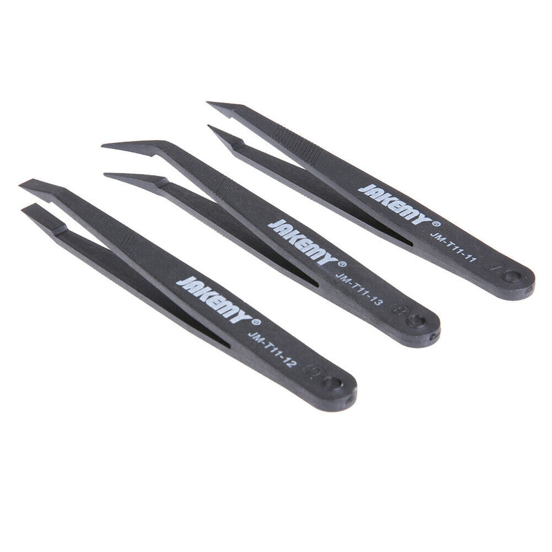 JAKEMY Anti-static Glass Fiber Tweezers Set Straight and Curved Tweezers Newly