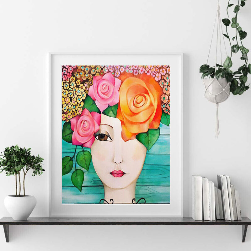 Flower Beauty Oil Paint By Numbers DIY Coloring Picture Kits for Adults Children