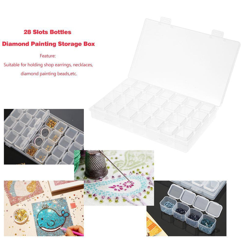 28 Lattices Transparent Container Diamond Painting Accessories Storage Box Newly