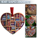 Book Lovers Heart-Shaped Bookshelf Pendant Ornament Christmas Tree Gifts FAST S#