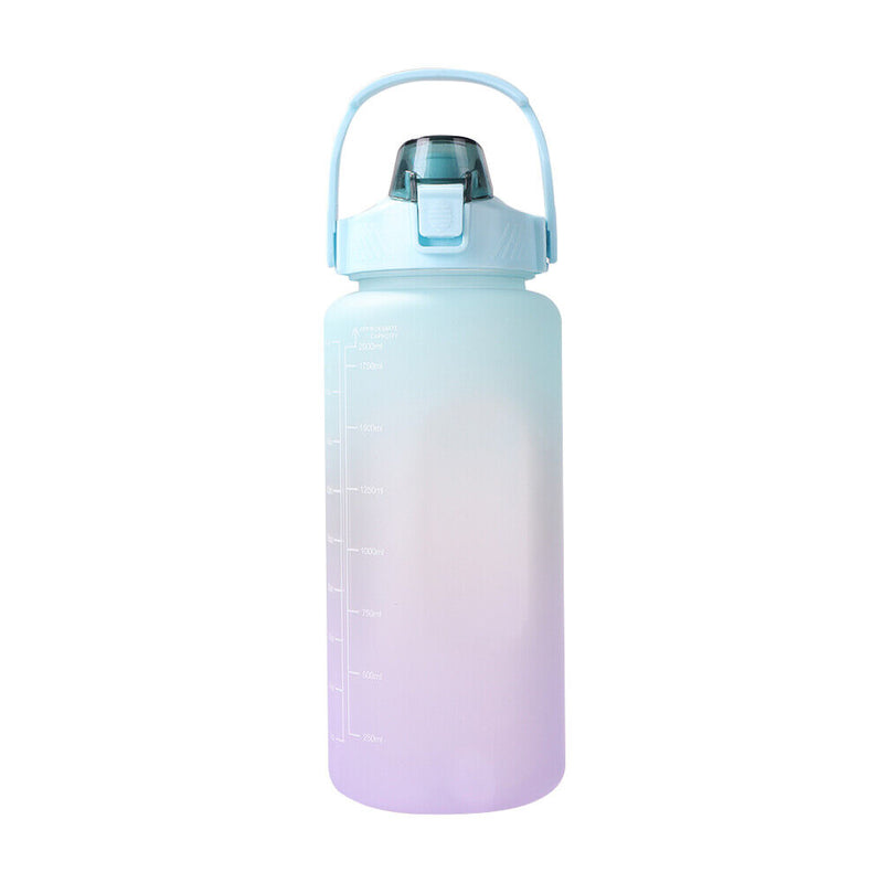 2L Extra Large Water Bottle Motivational Gym Sports Drinking Bottle With Straw