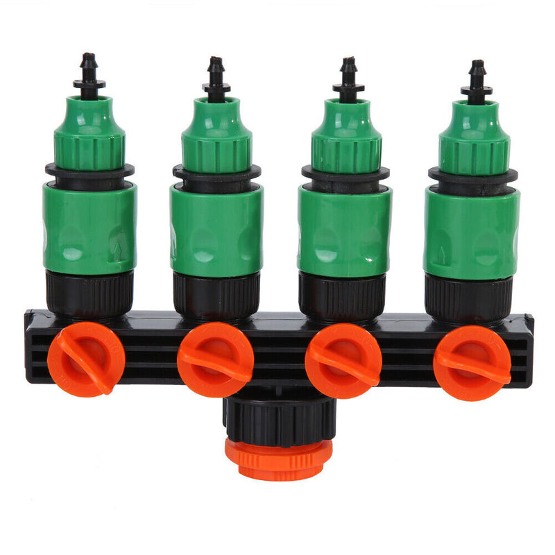 4 Way Hose Splitters Automatic Watering Pipe Linker Timer Garden Irrigation