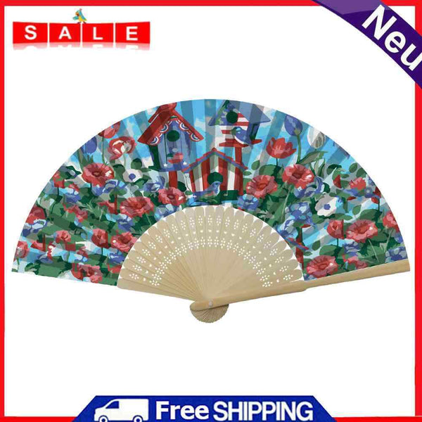 Oil Paint Folding Fan By Numbers DIY Bird Flower Painted Digital Oil Painting