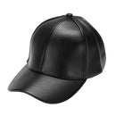 Unisex Leather Baseball Cap Outdoor Sport Adjustable Hat (Black)