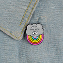 Cartoon Smiling Face Badge Brooch Lapel Clothes Shirt Denim Rainbow Cloud Pins