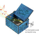 Retro Wooden Merry Christmas Music Box Storage Box Ornament Gift (Blue)