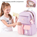 #A Backpack Hit Color Middle School Student Book Bag Casual Daypack with Pendant