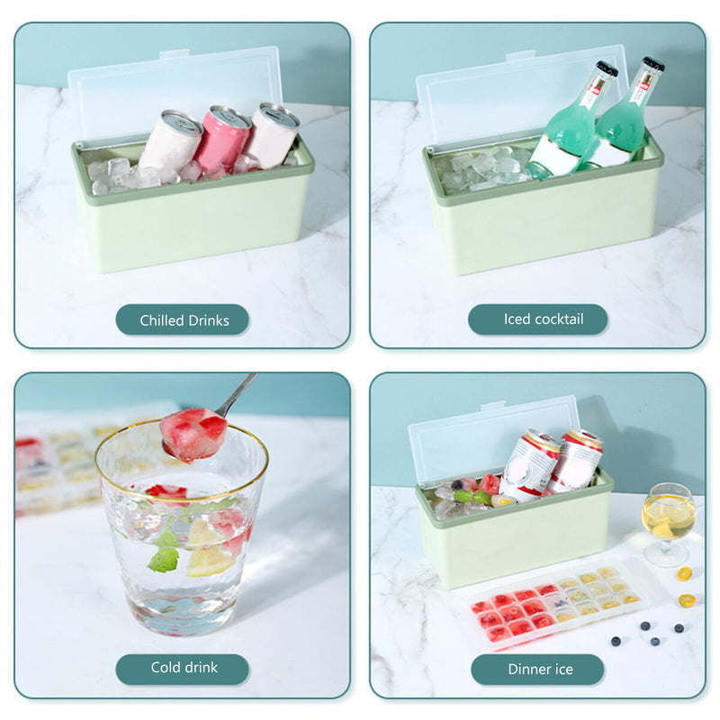 Ice Tray - Ice Cube Tray with Lid and Bin (3 Trays 1 Ice Bucket & Scoop)