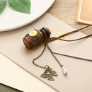 Charm Glass Flask Pendant Wishing Bottle Necklace Sweater Chain Carved Flower