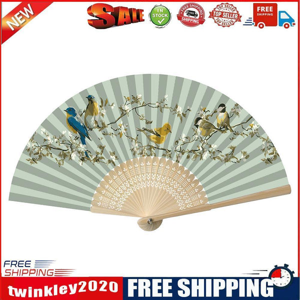 Bird Folding Fan DIY Handmade Oil Paint By Numbers Art Craft Fans