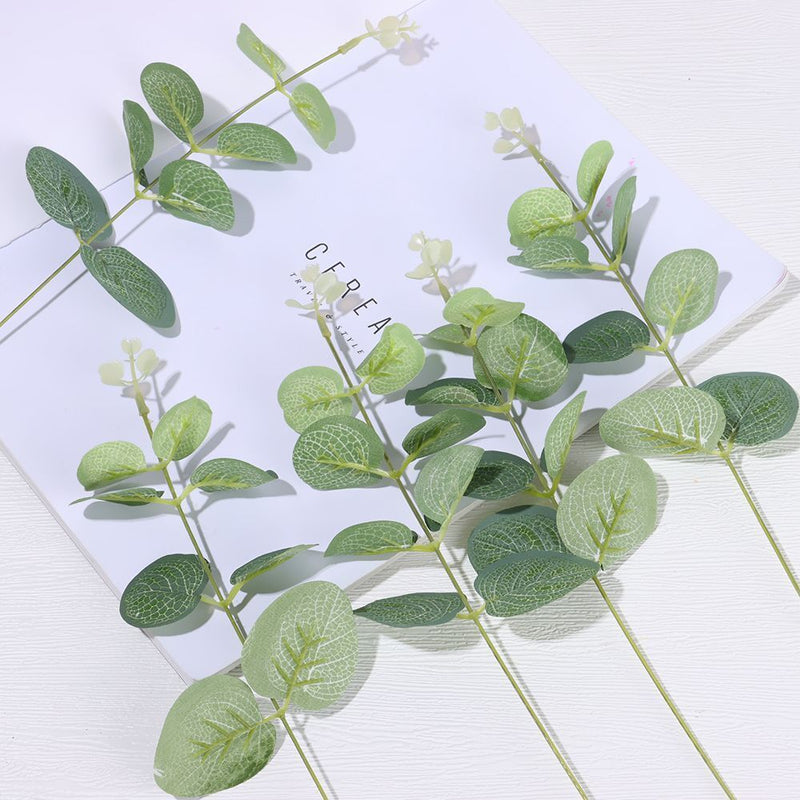 Eucalyptus Stems Floral Arrangement Lifelike Greenery Leaves Faux Plants