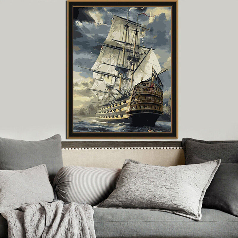 30x40cm Sailboat DIY Paint By Numbers Oil Painting Kit Canvas