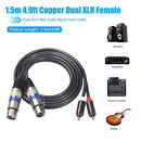 1.5m/4.9ft Dual XLR Female to Dual RCA Male Audio Microphone Cable Adapter